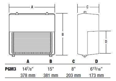 Hubbell Outdoor Lighting PGM3-150P-18-BZ 150W Perimaliter Pulse Start Metal Halide Wallpack, Quad Tap Voltage, HX-HPF Ballast, Lamp Not Included, Medium Base