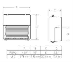 Hubbell Outdoor Lighting PGM3-180L-30-5K7-U-DBT 30W Perimaliter LED Wallpack, Glass Refractor, 180 LEDs, 5000K, 70 CRI, 120-277V, Dark Bronze Matte Textured