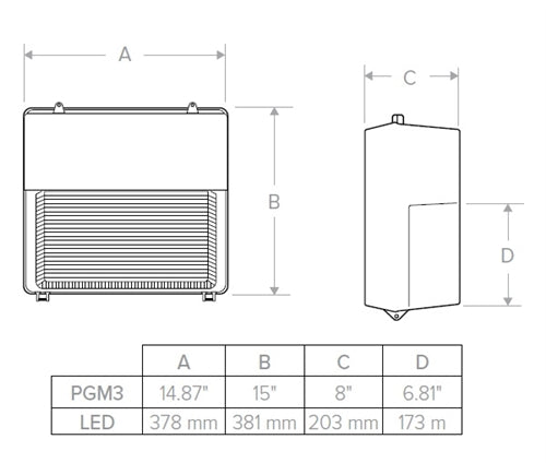 Hubbell Outdoor Lighting PGM3-180L-60-3K7-U-DBT 60W Perimaliter LED Wallpack, Glass Refractor, 180 LEDs, 3000K, 70CRI, 120V-277V, Dark Bronze Finish