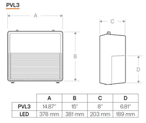 Hubbell Outdoor Lighting PVL3-180L-60-4K7-U-DBT 60W Perimaliter LED Wallpack, Polycarbonate Refractor, 180 LEDs, 4000K, 70 CRI, 120-277V, Dark Bronze Matter Textured