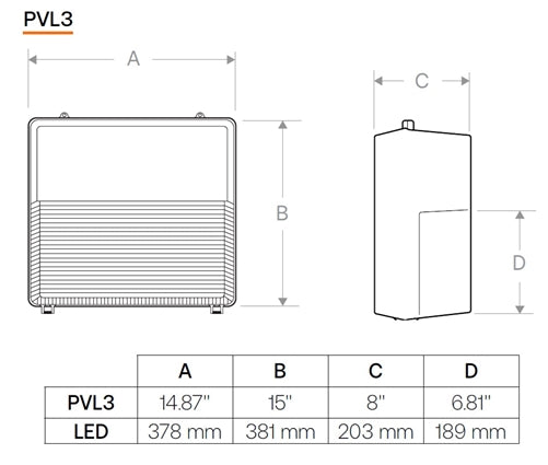 Hubbell Outdoor Lighting PVL3-180L-60-5K7-U-DBT 60W Perimaliter LED Wallpack, Polycarbonate Refractor, 180 LEDs, 5000K, 70 CRI, 120-277V, Dark Bronze Matter Textured