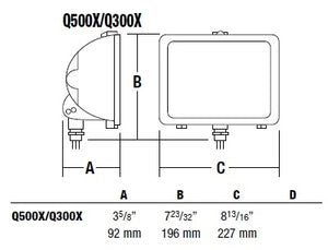 Hubbell Outdoor Lighting Q-500-W 500W 120V Q Series Quartz Floodlight, Lamp Not Included, 6(100Â°) x 5(86Â°)  Photometry, White Finish