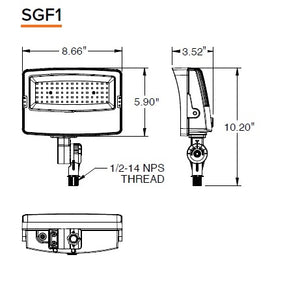 Hubbell Outdoor Lighting SGF1-60-LSCS-UNVC 60W Sling Flood LED, SGF1 Size, Switchable CCT 3000K/4000K/5000K, Knuckle Mount