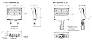 Hubbell Outdoor Lighting SGF2-120-LSCS-UNVC 120W Sling Flood LED, SGF2 Size, Switchable CCT 3000K/4000K/5000K, Knuckle and Trunnion Mount