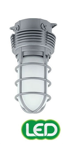 Hubbell Outdoor Lighting VBGL-1 11W Vaporite LED, Globe Refractor, Ceiling/ Pendant Mount, 120-277V, 4100K, 757 Lumens, Frosted Glass Lens, Wet Location, Gray Finish