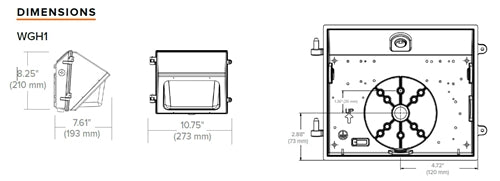 Hubbell Outdoor Lighting WGH1-50-LSCS-UNVC 20-50W LED Wallpack, 120-347V, Type 4 Distribution, 3200-7520 Lumens, Switchable CCT 3000K, 4000K, 5000K