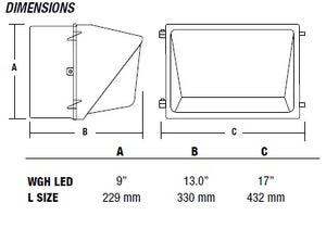 Hubbell Outdoor Lighting WGH-225L-4K-U-L  97W LED Glass Wallpack, 120-277V, Type IV Distribution, 10151 Lumens, 4000K, Bronze Finish