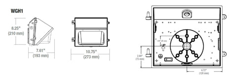 Hubbell Outdoor Lighting WGH1-LS-4K-PC 20-50W LED Glass Wallpack, 120-277V, 3000-7000 Lumens, 4000K, Bronze Finish with Photocell