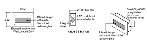 Hydrel HSL13 6INCH LED 40K MVOLT L MIN5 BB BRB 6" LED Step Light, 4000K Color Temperature, 120-277V, Long Throw Distribution, Dimming Driver, Back Box, Brushed Brass