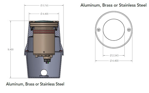 Hydrel IGF4 BR LED P1 80CRI 27K MVOLT 15DEG 5T FLC 34B ZT 4" In-Grade LED Light, Brass Door, P1 Performance Package, 80 CRI, 2700K, 120-277V, 15 Degrees Distribution, 5 Degrees Tilt, Flat Lens Clear, 3/4" NPT Bottom, 0-10V Dimming