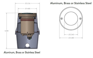 Hydrel IGF4 BR LED P1 80CRI 27K MVOLT 15DEG 5T FLC 34B ZT 4" In-Grade LED Light, Brass Door, P1 Performance Package, 80 CRI, 2700K, 120-277V, 15 Degrees Distribution, 5 Degrees Tilt, Flat Lens Clear, 3/4" NPT Bottom, 0-10V Dimming