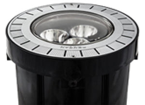 Hydrel M9710C SS LED P3 30K MVOLT MFL FLC 34B 34S 46W In-Grade LED Lanscape Light, Round Door Single Lens, Stainless Steel Door, 3000K, 120-277V, Medium Flood Distribution, Flat Lens Clear, 3/4" NPT Bottom, 3/4" NPT Side