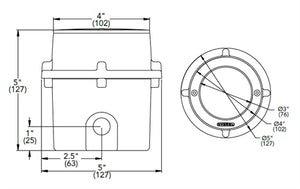 Hydrel PDX4 BSS 9LED WHT41K MVOLT SP FLC 12S TKO 4" Architectural In-Grade LED Low Voltage, Brushed Stainless Steel, 4100K White, 120-277V, Spot Distribution, Flat Lens Clear, Two 1/2" NPT Side, Tilt Kit Optic