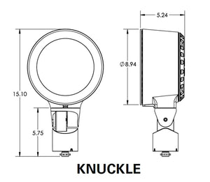 Hydrel SAF7 LED P1 80CRI 35K MVOLT 6DEG CWL KM DDB Floodlight, P1 Performance Package, 80 CRI, 3500K, 120-277V, 6 Degrees Distribution, Clear Watershed Lens, Knuckle Mount, Designer Bronze 