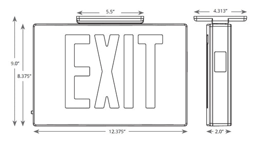 Isolite EDC-EM-R-1-BA-BA-MTEBP Economical Die-Cast LED Exit Sign, Ni-Cad Battery Backup, Red Letter, Single Face, Brushed Aluminum Face Color, Brushed Aluminum Frame Color, Universal Mount