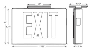 Isolite EDC-EM-R-2-BA-BA-MTEBP Economical Die-Cast LED Exit Sign, Ni-Cad Battery Backup, Red Letter, Double Face, Brushed Aluminum Face Color, Brushed Aluminum Frame Color, Universal Mount