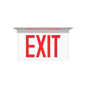 Isolite ELT2-AC-G-1M-AG-BA-MRC-AL Elite Edge-Lit Exit Sign, AC Only, Green Letter, Single Face, Mirror Background, Angular Trim Frame, Brushed Aluminum Frame, Recessed Ceiling Mount, Arrow Left
