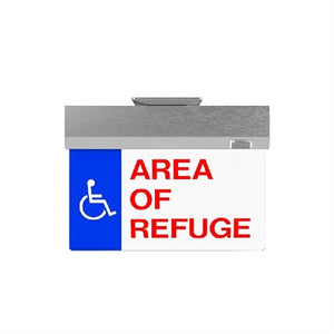 Isolite ELTCG2-AC-R-1W-AG-BA-MRC Elite Edge-Lit Exit Sign, Custom Graphics, AC Only, Red Letter, Single Face, Clear Background, Angular Trim Frame Style, Brushed Aluminum, Recessed Ceiling Mount