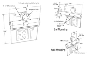 Isolite EXP-AC-G-2W-ME-AB 2.3W Explosion Proof LED Exit Sign, 120-277V, Green Illumination, Double Face, White Background, End Mount / Side Mount, Double Arrow