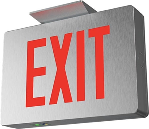 Isolite LPDC2-EM-R-1-BK-BK-MTEB 5W Die-Cast Aluminum LED Exit Sign, Battery Back Up, Red Illumination, Black Face, Black Bpdy,  Top/End/Back Mount