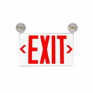 Isolite RLC-LED-R-U-WH-MTEB RLC-LED Thermoplastic Exit & Emergency Combo, Red Letters, Universal Face Count, White, Top/End/Back Mount