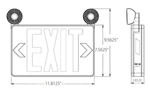 Isolite RLC-LED-G-U-WH-MTEB RLC-LED Thermoplastic Exit & Emergency Combo, Green Letters, Universal Face Count, White, Top/End/Back Mount