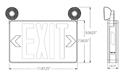 Isolite RLC-LED-R-U-WH-MTEB-SD RLC-LED Thermoplastic Exit & Emergency Combo, Red Letters, Universal Face Count, White, Top/End/Back Mount, Self-Diagnostics