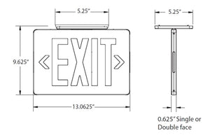 Isolite TL2-EM-G-1-BK-MB 2.4W Aluminum Thin Line Die-Cast LED Exit Sign, Battery Backup, Green Letters, Single Face, Black Frame, Black Mount