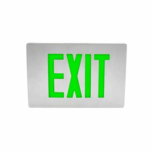 Isolite TL2-EM-G-2-BA-MB 2.4W Aluminum Thin Line Die-Cast LED Exit Sign, Battery Backup, Green Letters, Double Face, Brushed Aluminum Frame, Black Mount