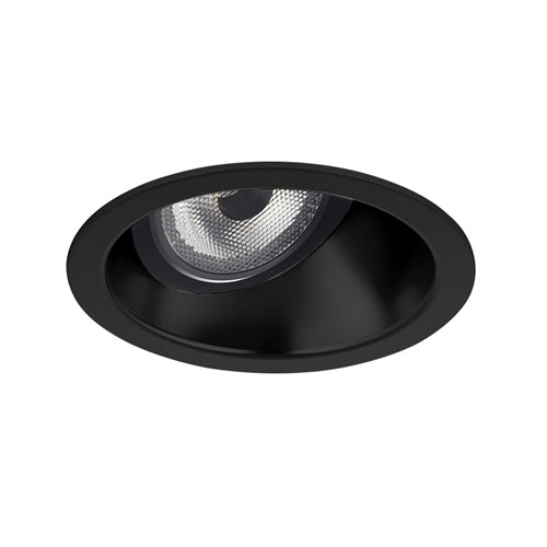 Juno Aculux Recessed Lighting 2001B-FM (2AC BS FM WET) 2" LED Round Adjustable Angle Cut Lensed Cone, Black Specular Flush Mount Trim
