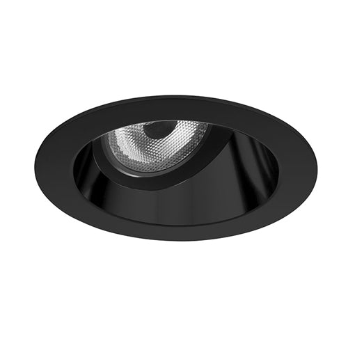 Juno Aculux Recessed Lighting 2001B-SF (2AC BS SF WET) 2" LED Round Adjustable Angle Cut Lensed Cone, Black Specular Self Flanged Trim