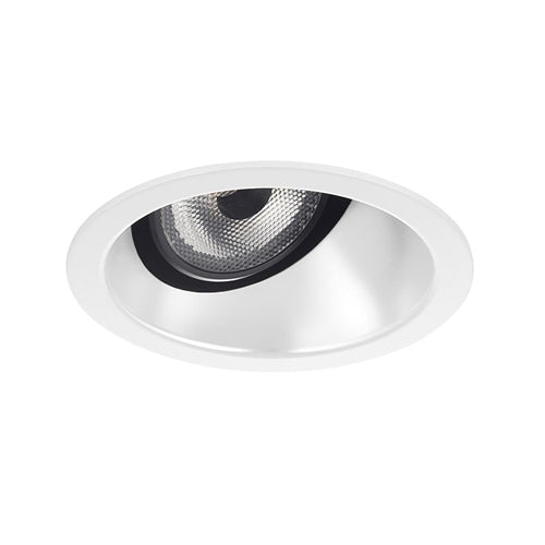 Juno Aculux Recessed Lighting 2001W-FM (2AC W FM WET) 2" LED Round Adjustable Angle Cut Lensed Cone, White Specular Flush Mount Trim