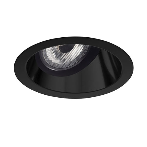 Juno Aculux Recessed Lighting 2008B-FM 2" LED, Low Voltage Round Adjustable Angle Cut Cone, Black Specular Flush Mount Trim