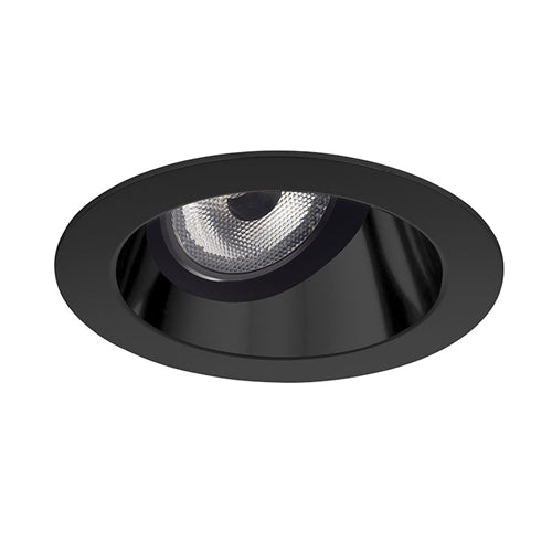 Juno Aculux Recessed Lighting 2008B-SF 2" LED, Low Voltage Round Adjustable Angle Cut Cone, Black Specular Self Flanged Trim