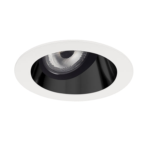 Juno Aculux Recessed Lighting 2008B-SFWH 2" LED, Low Voltage Round Adjustable Angle Cut Cone, Black Specular Self Flanged White Trim