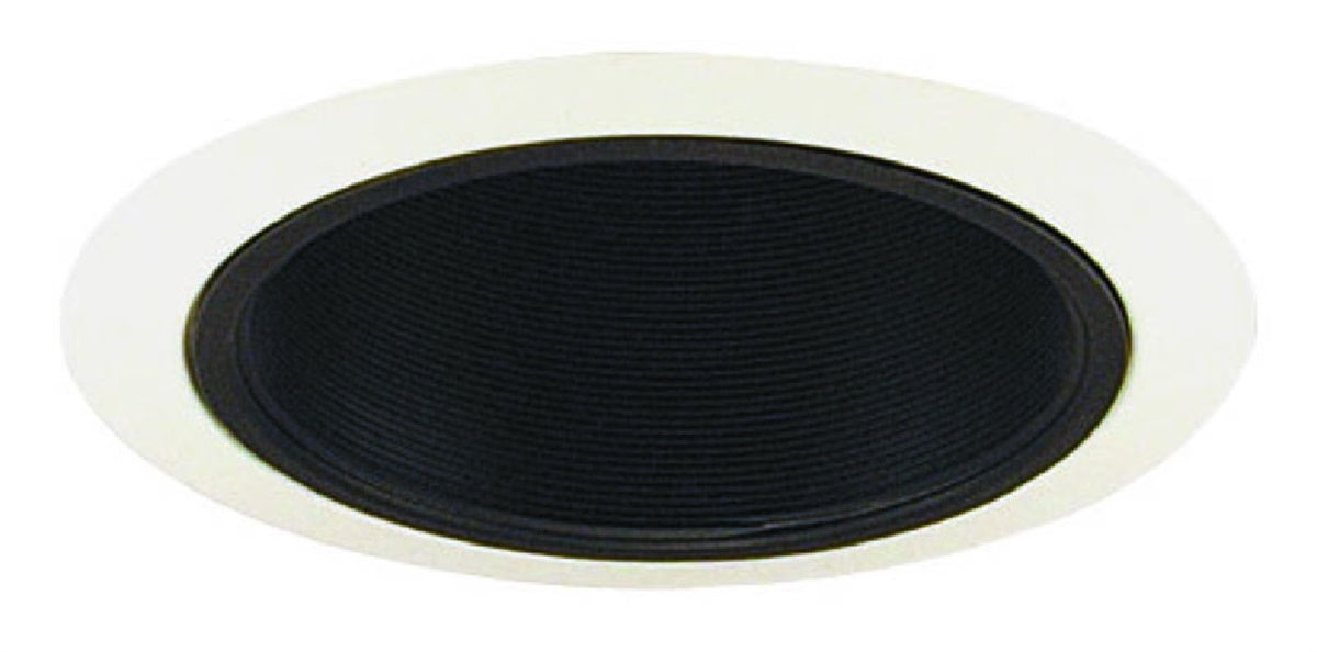 Juno Recessed Lighting 203B-WH (203 BWH) 5" Line Voltage Deep Baffle Trim, Black Baffle, White Trim