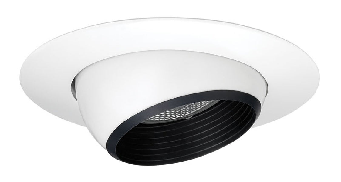 Juno Recessed Lighting 208NB-WH (208N BWH) 5" Line Voltage Adjustable Eyeball with Baffle Trim, Black Baffle, White Trim