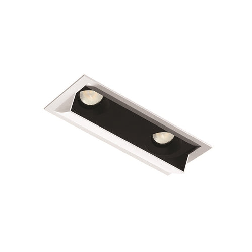 Juno Aculux Recessed Lighting 2228SQ2BHZ-WH-SF 2" 2 Heads LED Adjustable Scoop Self Flanged Trim, White Finish