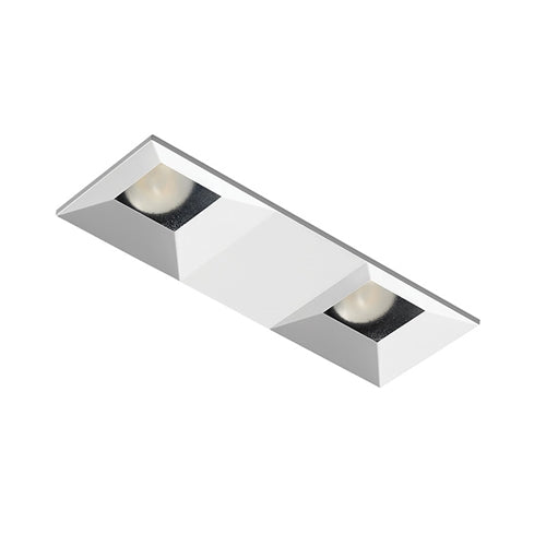 Juno Aculux Recessed Lighting 2301SQ2BHZ-WH-FM 2" 2 Heads LED Regressed Lensed Pinhole Flush Mount Trim, White Finish
