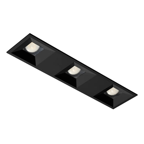 Juno Aculux Recessed Lighting 2301SQ3BHZ-BL-SF 2" 3 Heads LED Regressed Lensed Pinhole Self Flanged Trim, Black Finish
