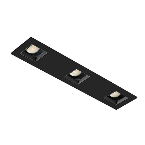 Juno Aculux Recessed Lighting 2331SQ3BHZ-BL-FM (2SQ3APIN BD BLFM WET) 2" 3 Heads LED Adjustable Lensed Pinhole Flush Mount Trim, Black Finish
