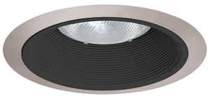 Juno Recessed Lighting 24B-SC (24 BSC) 6" LED, Line Voltage, Tapered Baffle Trim, Black Baffle, Satin Chrome Trim