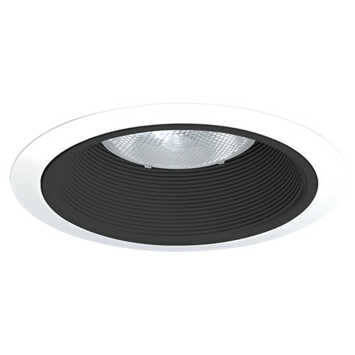 Juno Recessed Lighting 24B-WH (24 BWH) 6" LED, Line Voltage, Tapered Baffle Trim, Black Baffle, White Trim