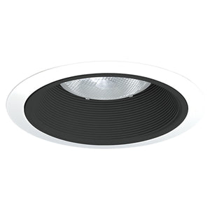 Juno Recessed Lighting 24B-WH (24 BWH) 6" LED, Line Voltage, Tapered Baffle Trim, Black Baffle, White Trim