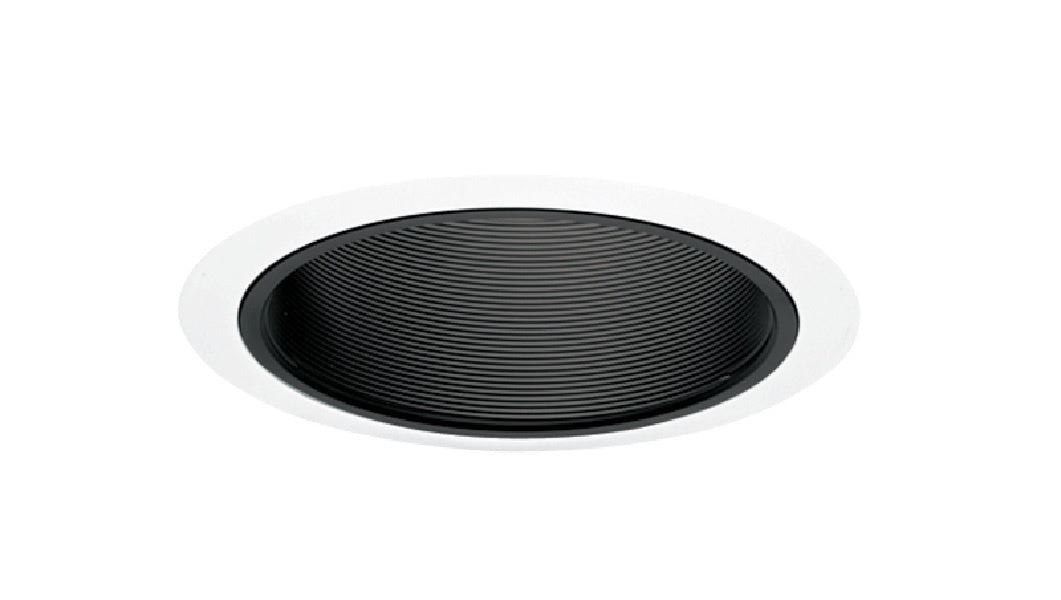 Juno Recessed Lighting 25B-SC (25 BSC) 6" Line Voltage, Straight Baffle Trim, Black Baffle, Satin Chrome Trim