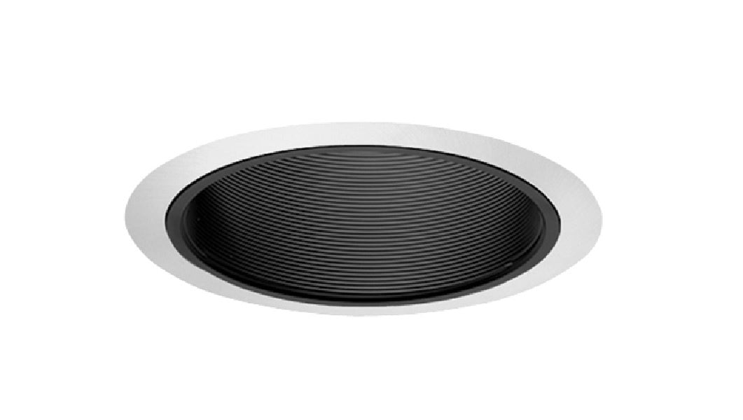 Juno Recessed Lighting 25B-WH (25 BWH) 6" Line Voltage, Straight Baffle Trim, Black Baffle, White Trim