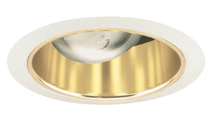 Juno Recessed Lighting 26G-WH (26 GWH) 6" LED, Line Voltage, Straight Cone Trim, Gold Reflector, White Trim