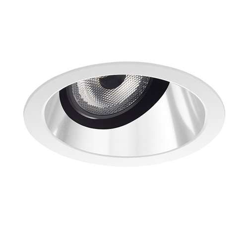 Juno Aculux 2AC W FM Recessed Lighting 2" LED, Low Voltage Round Adjustable Angle Cut Cone, White Specular Flush Mount Trim