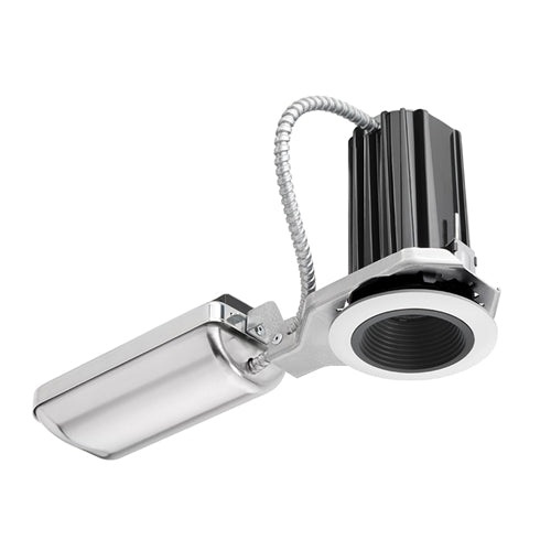 Juno Recessed Lighting 2B-835NU-BWH 2" LED Round Downlight Baffle 3500K 80CRI, Narrow Flood Beam, 120-277V, Black Baffle, White Trim Ring