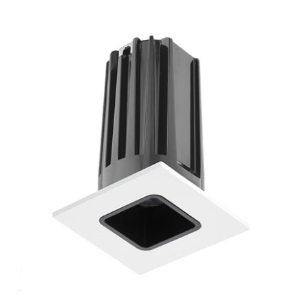 Juno 2" LED Recessed Lighting 2LEDTG2SQ-841N-BWH 2" LED Gen 2 Square Downlight Cone 4100K 80 CRI, Narrow Flood Beam, Black Reflector, White Trim Ring